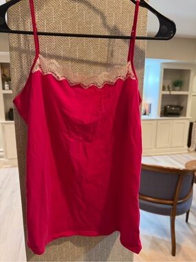 Calida Bodywear Hot Pink Lace Trim Spaghetti Strap Camisole Top - Size S